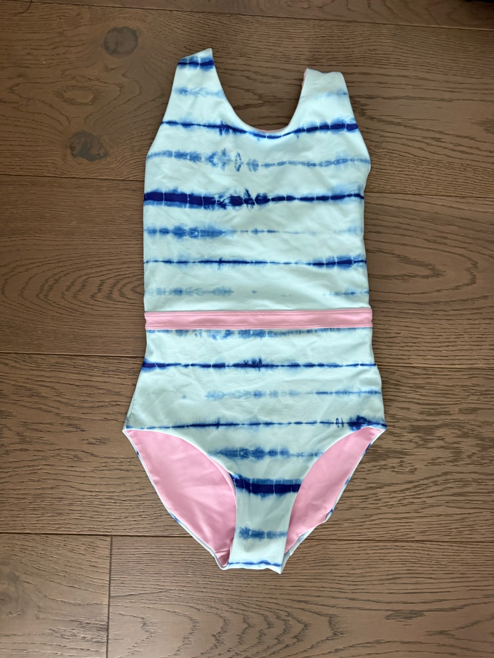 Girls Blue Tie-Dye One-Piece Swimsuit Reversible Nordstrom Zella size 8